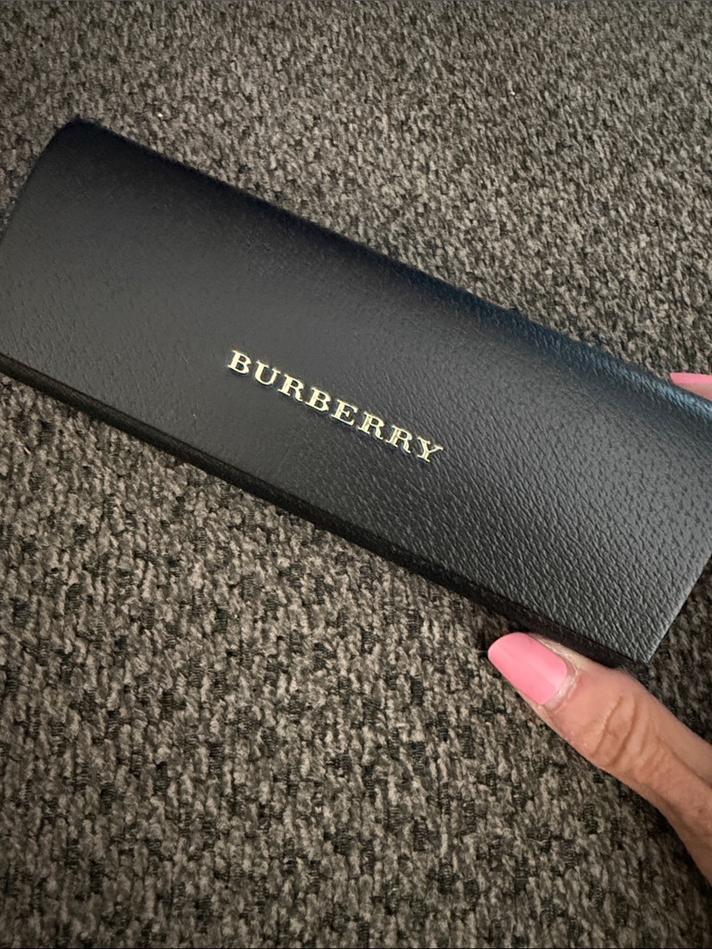 Burberry Black Sunglasses Case with Gold Logo